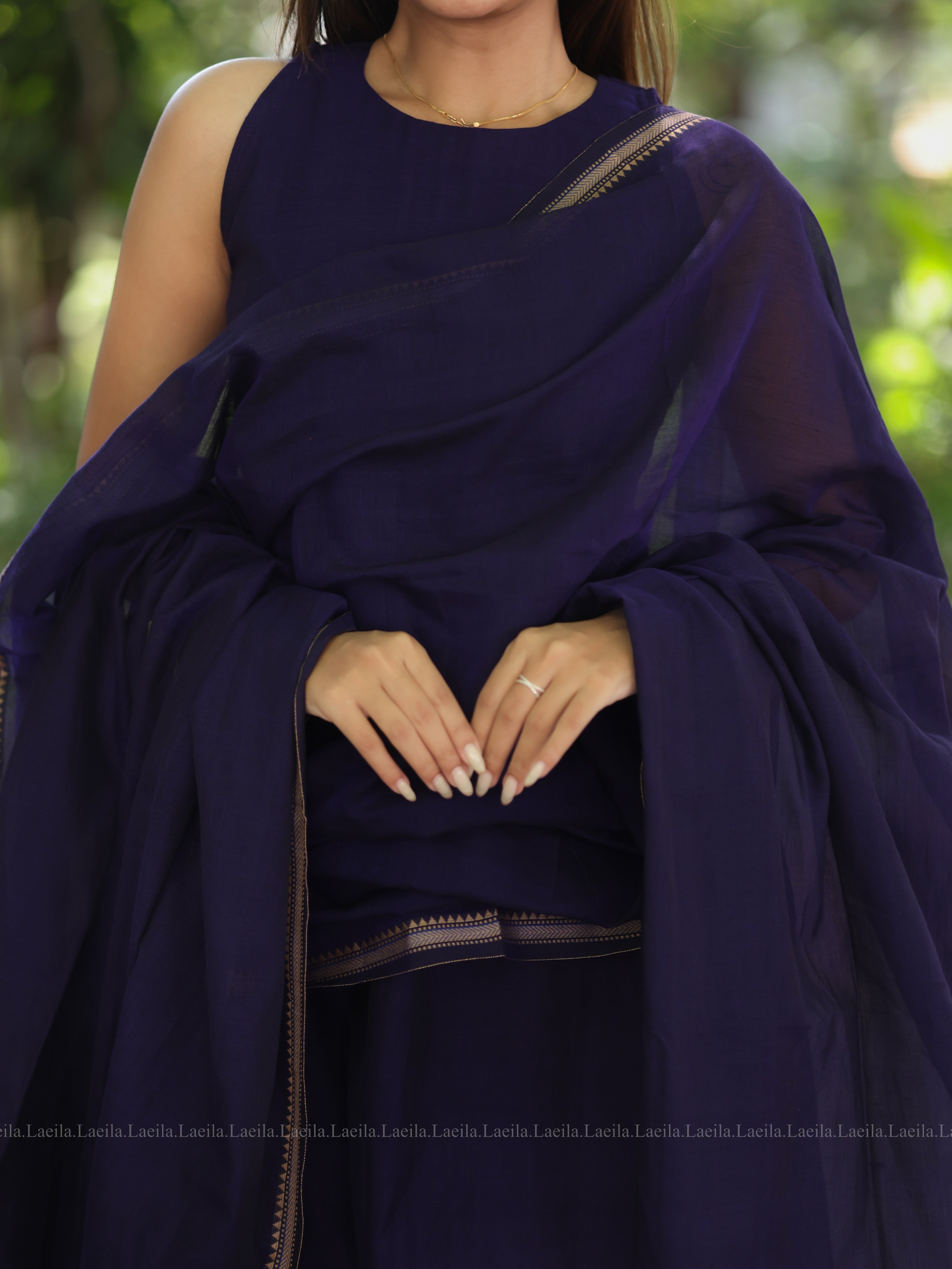 Purple Malar Narayanpet Salwar Set (Top & Dupatta)
